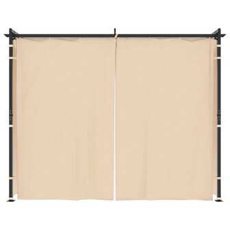 Prieel met gordijnen 3x3 m staal cr&egrave;me
