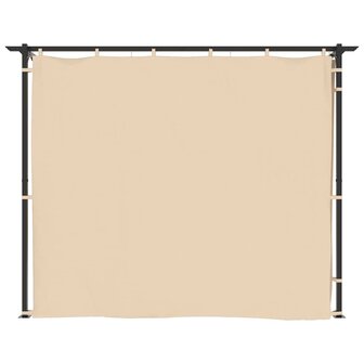 Prieel met gordijnen 3x3 m staal cr&egrave;me
