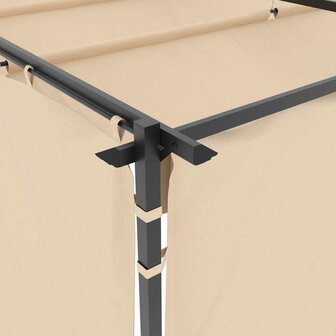 Prieel met gordijnen 3x3 m staal cr&egrave;me