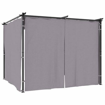 Prieel met gordijnen 3x3 m staal antraciet