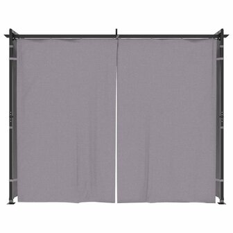 Prieel met gordijnen 3x3 m staal antraciet