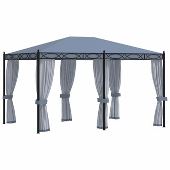 Prieel met horren 3x4 m staal antraciet