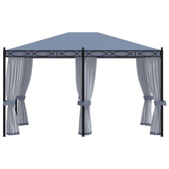 Prieel met horren 3x4 m staal antraciet