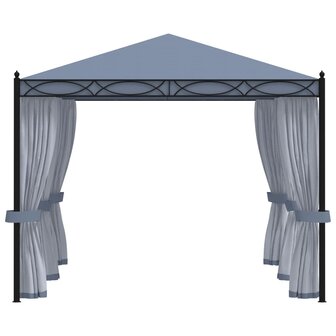 Prieel met horren 3x4 m staal antraciet