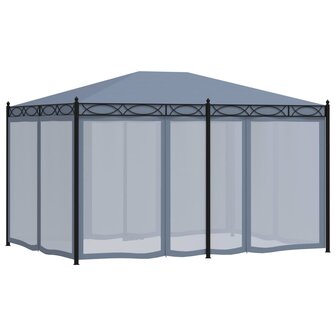 Prieel met horren 3x4 m staal antraciet