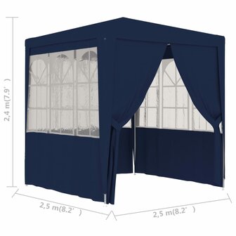 Partytent met zijwanden professioneel 90 g/m&sup2; 2,5x2,5 m blauw