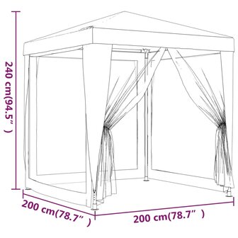 Partytent met 4 mesh zijwanden 2x2 m wit