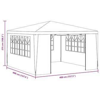 Partytent met zijwanden professioneel 90 g/m&sup2; 4x4 m wit