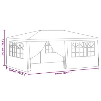 Partytent met zijwanden professioneel 90 g/m&sup2; 4x6 m blauw