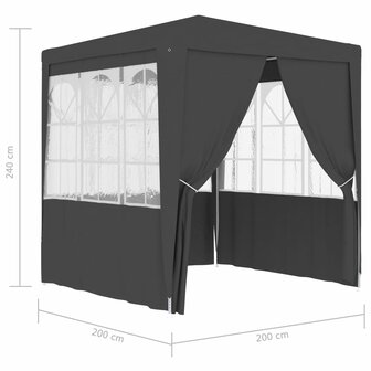 Partytent met zijwanden professioneel 90 g/m&sup2; 2x2 m antraciet