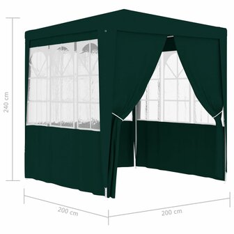Partytent met zijwanden professioneel 90 g/m&sup2; 2x2 m groen
