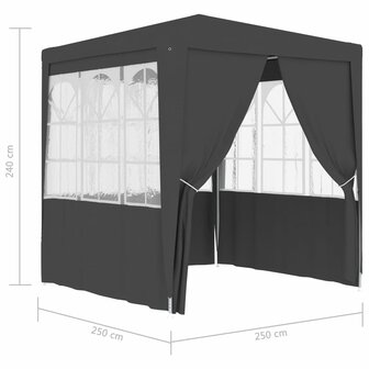 Partytent met wanden professioneel 90 g/m&sup2; 2,5x2,5 m antraciet