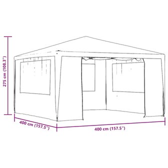 Partytent met zijwanden professioneel 90 g/m&sup2; 4x4 m antraciet