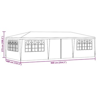 Partytent met zijwanden professioneel 90 g/m&sup2; 4x9 m antraciet