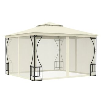 Prieel met netten 300x300x265 cm cr&egrave;mekleurig