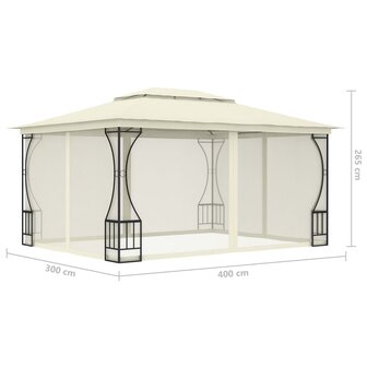 Prieel met netten 300x400x265 cm cr&egrave;mekleurig