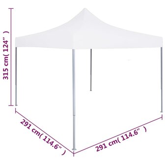 Partytent inklapbaar 3x3 m staal wit