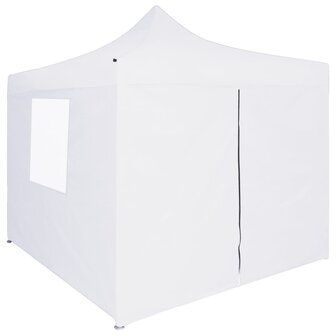 Partytent met 4 zijwanden inklapbaar 3x3 m staal wit