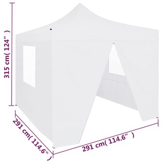 Partytent met 4 zijwanden inklapbaar 3x3 m staal wit