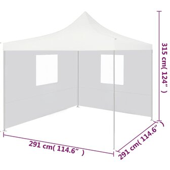 Partytent met 2 zijwanden inklapbaar 3x3 m staal wit