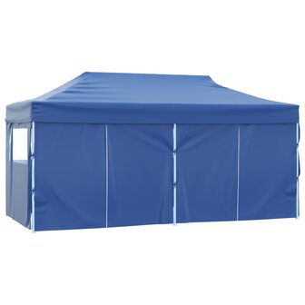 Partytent met 4 zijwanden inklapbaar 3x6 m staal blauw