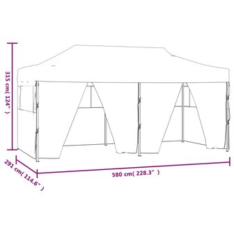 Partytent met 4 zijwanden inklapbaar 3x6 m staal blauw