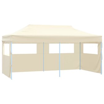 Partytent met 4 zijwanden inklapbaar 3x6 m staal cr&egrave;me