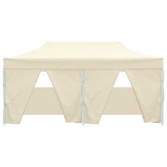 Partytent met 4 zijwanden inklapbaar 3x6 m staal cr&egrave;me