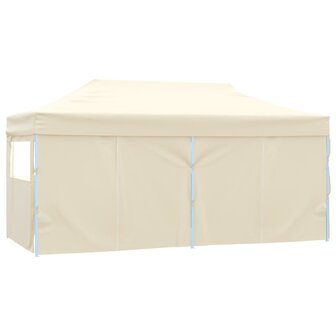 Partytent met 4 zijwanden inklapbaar 3x6 m staal cr&egrave;me