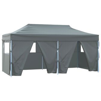 Partytent met 4 zijwanden inklapbaar 3x6 m staal antraciet