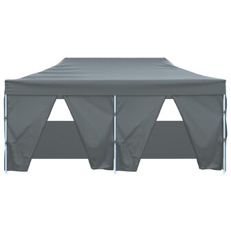 Partytent met 4 zijwanden inklapbaar 3x6 m staal antraciet