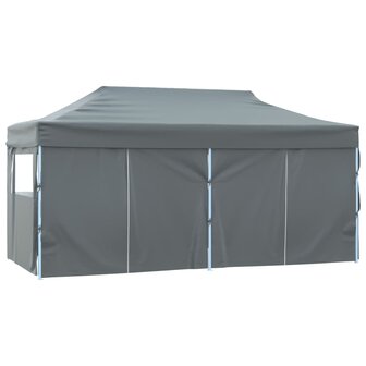 Partytent met 4 zijwanden inklapbaar 3x6 m staal antraciet