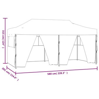 Partytent met 4 zijwanden inklapbaar 3x6 m staal antraciet