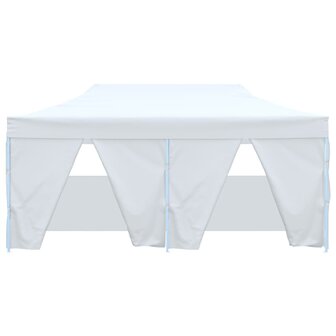 Partytent met 4 zijwanden inklapbaar 3x6 m staal wit
