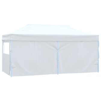 Partytent met 4 zijwanden inklapbaar 3x6 m staal wit