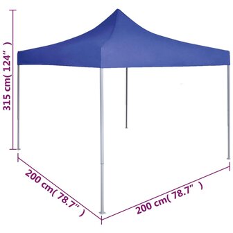 Partytent professioneel inklapbaar 2x2 m staal blauw