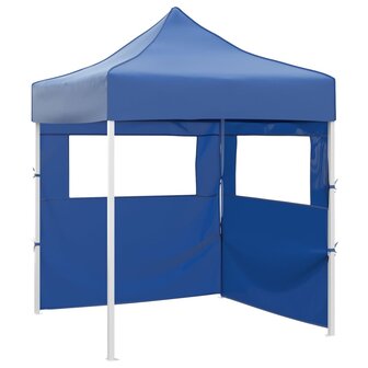 Partytent met 2 zijwanden inklapbaar 2x2 m staal blauw