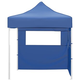 Partytent met 2 zijwanden inklapbaar 2x2 m staal blauw