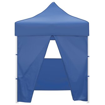 Partytent met 4 zijwanden inklapbaar 2x2 m staal blauw