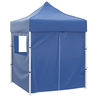 Partytent met 4 zijwanden inklapbaar 2x2 m staal blauw