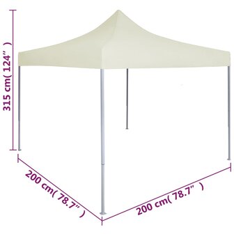 Partytent professioneel inklapbaar 2x2 m staal cr&egrave;me