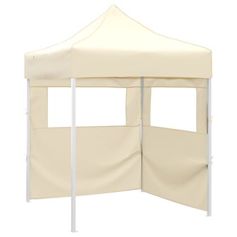 Partytent met 2 zijwanden inklapbaar 2x2 m staal cr&egrave;me