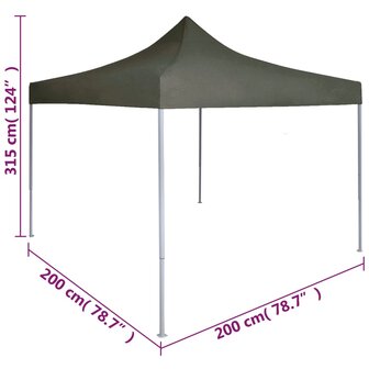 Partytent professioneel inklapbaar 2x2 m staal antraciet