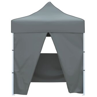 Partytent met 4 zijwanden inklapbaar 2x2 m staal antraciet