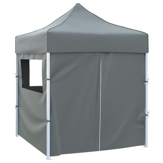 Partytent met 4 zijwanden inklapbaar 2x2 m staal antraciet