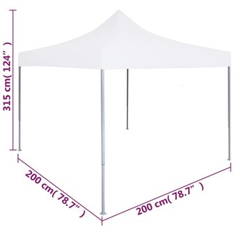Partytent professioneel inklapbaar 2x2 m staal wit