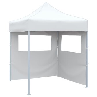 Partytent met 2 zijwanden inklapbaar 2x2 m staal wit