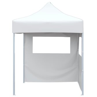 Partytent met 2 zijwanden inklapbaar 2x2 m staal wit
