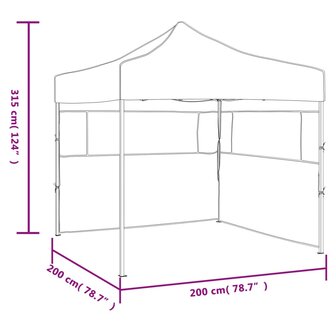 Partytent met 2 zijwanden inklapbaar 2x2 m staal wit