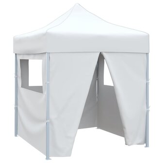 Partytent met 4 zijwanden inklapbaar 2x2 m staal wit